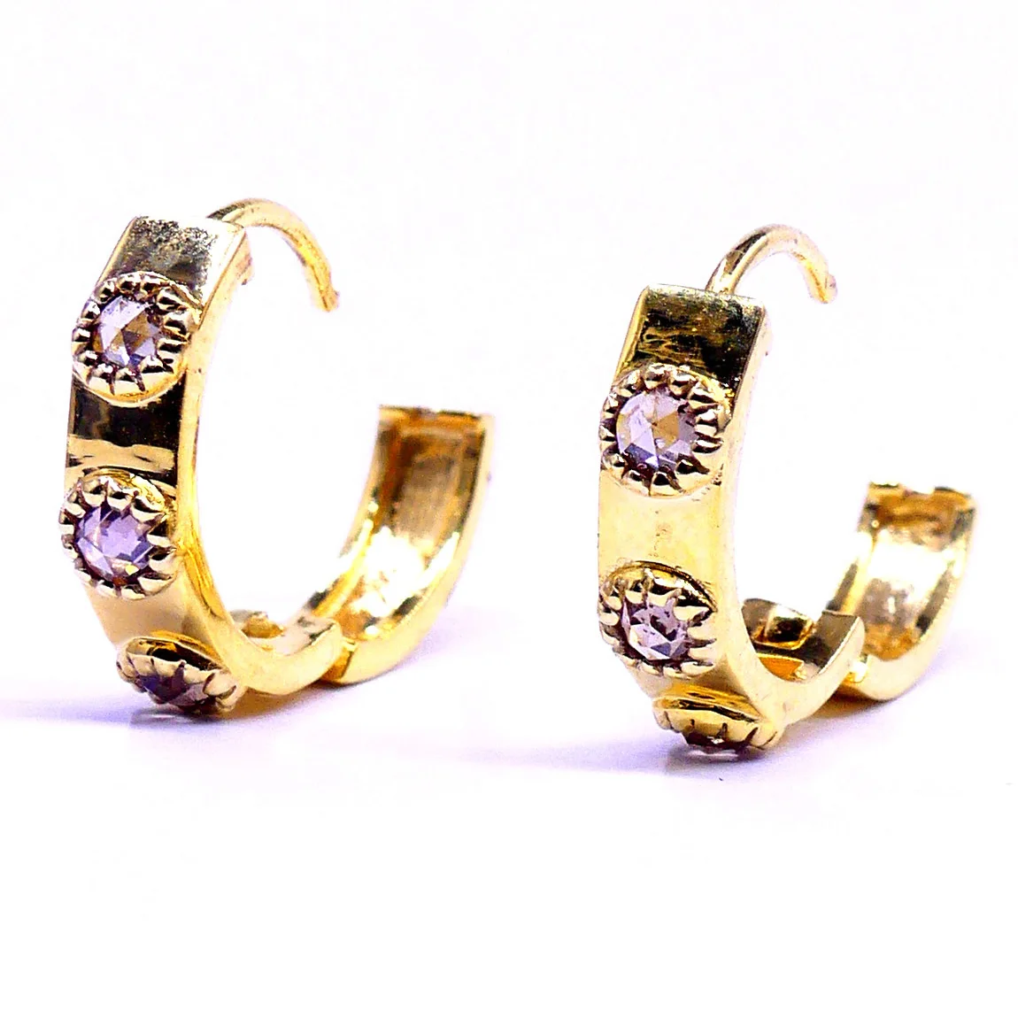 Attractive Wedding Wear 14K Gold Classic Cheap Elegant Engagement Women Wear Diamond Huggies Earrings