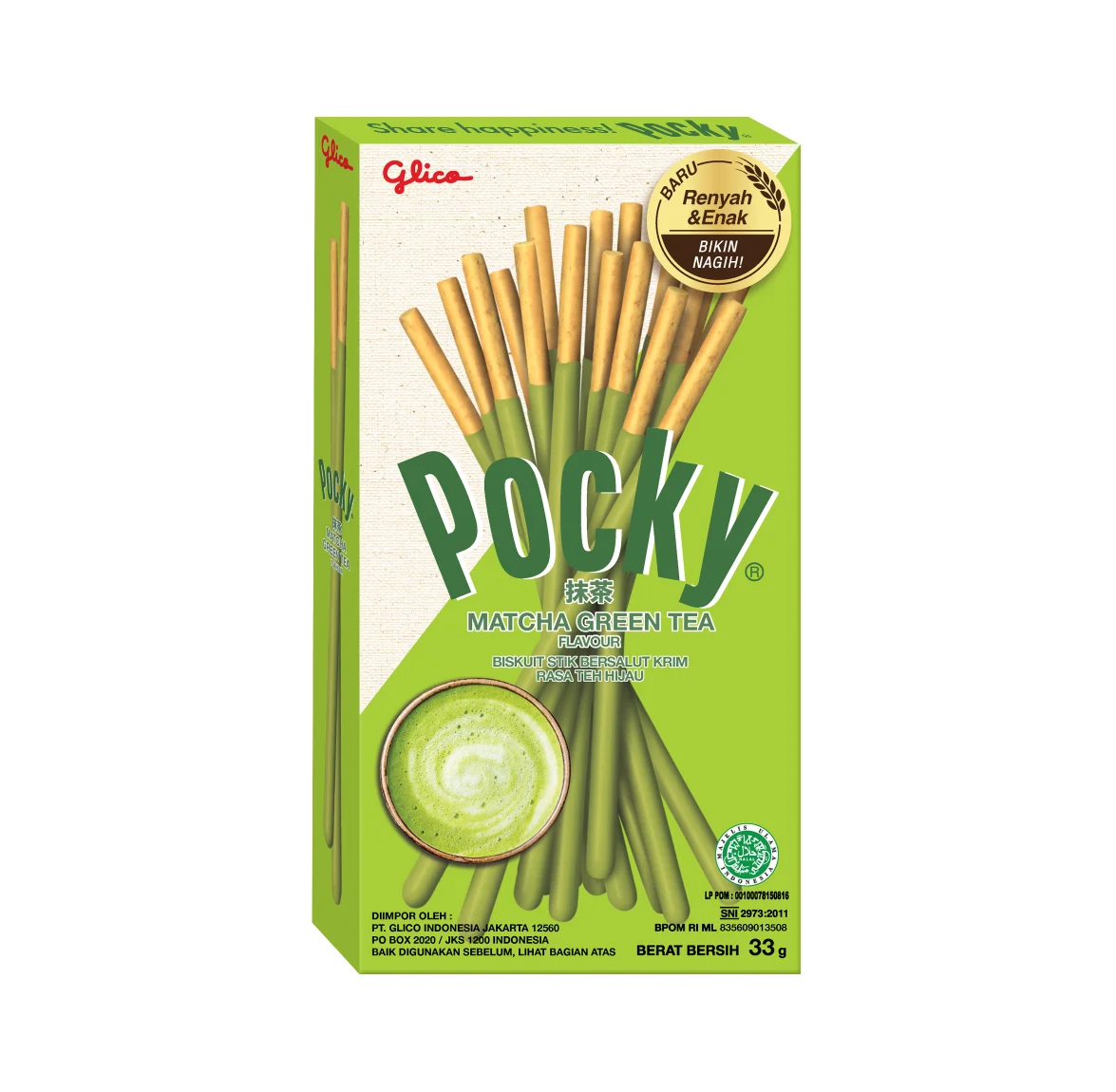 WHOLESALE Biscuit And Cookies Glico Pocky Green Tea 33g Box Sweet Crispy Indonesia Product. BEST SALE