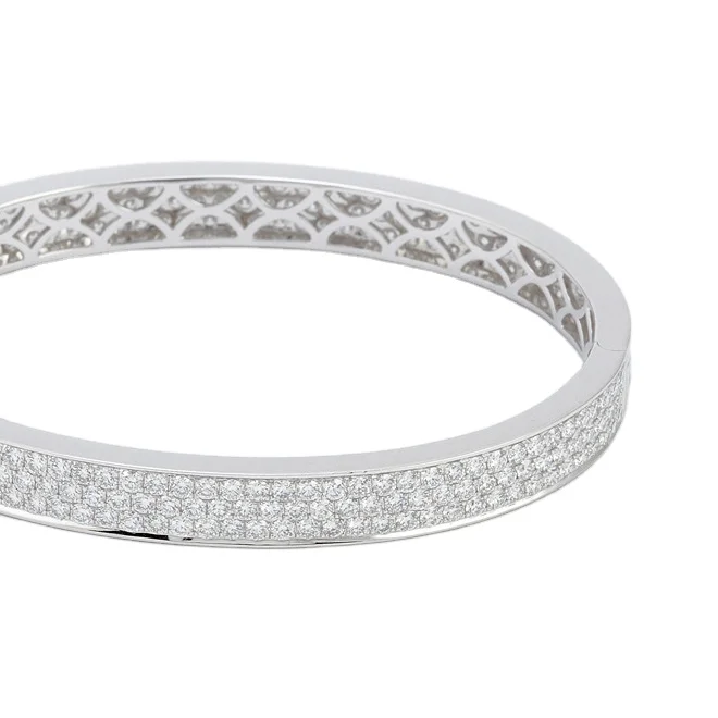 18k White Gold Pave Setting Diamond Bracelet Bangle Lab Grown Diamond Tennis Bracelet For Girls