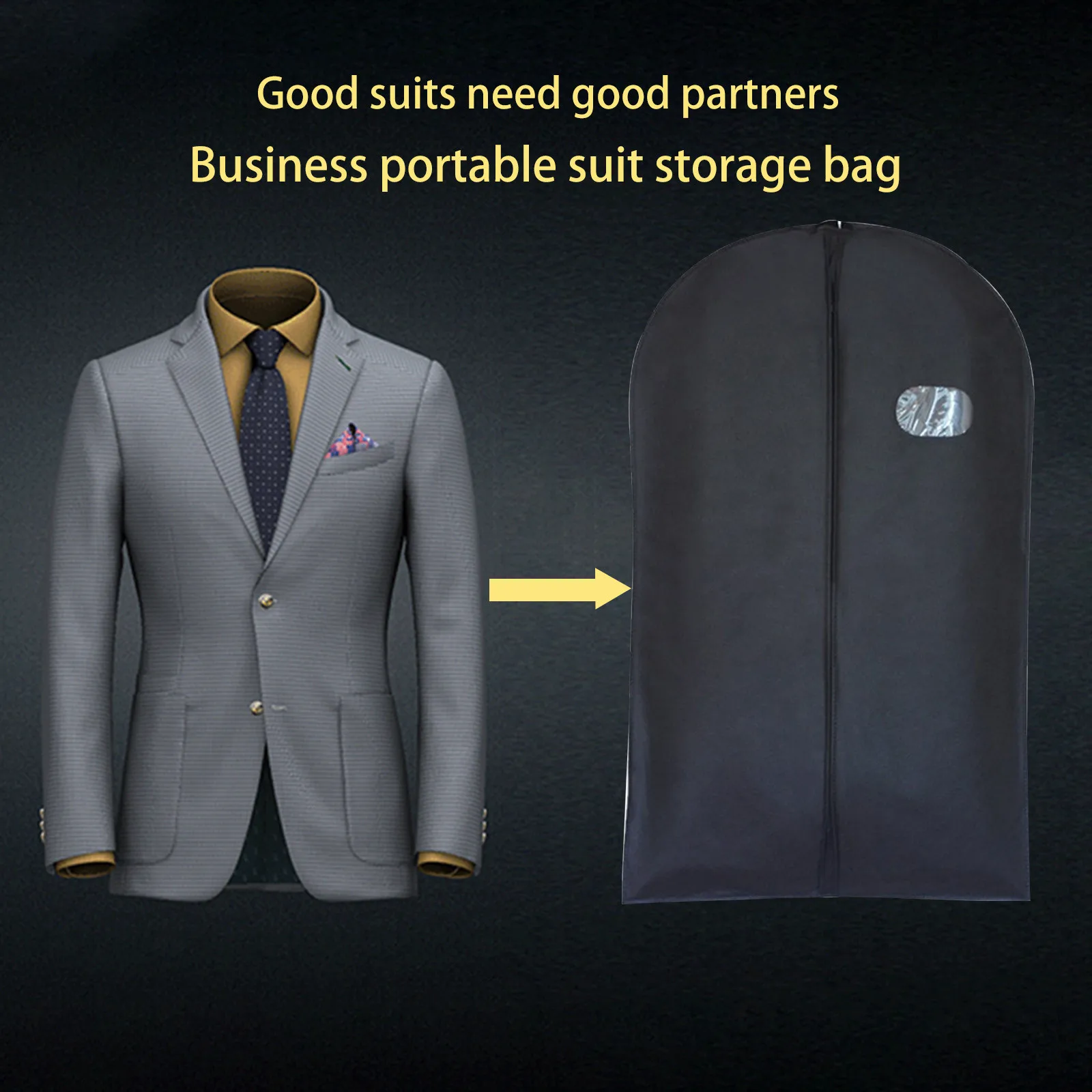 Wholesale custom  logo non woven breathable foldable suit cover garment bag with pvc window