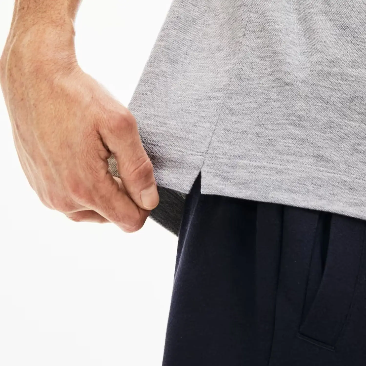 Custom Embroidered Logo Regular Fit 100% Grey Chine Stretch Cotton Pique Polo Shirt with Concealed Button Placket and Rib