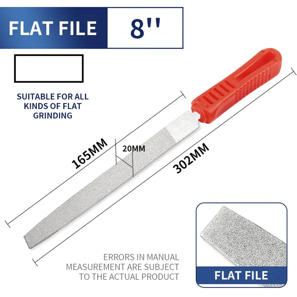 8-Inch Diamond Coated Flat File, Medium #150 Grit, for Glass, Tile, Ceramic and Stone, Granite, Marble, Concrete, Big Comfort