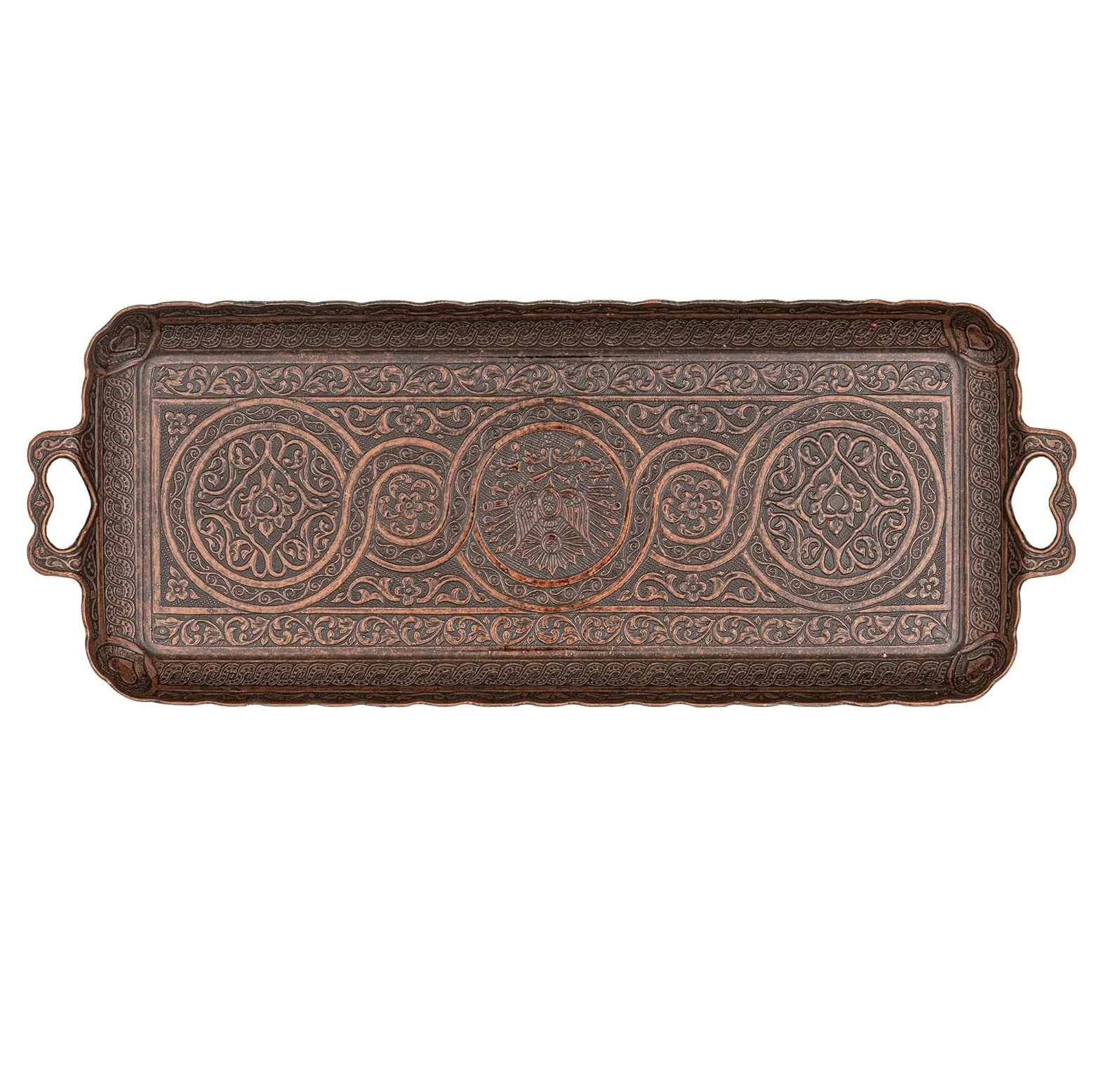 Christmas Decorative Turkish Ottoman Coffee Tea Beverage Serving Rectangle Tray