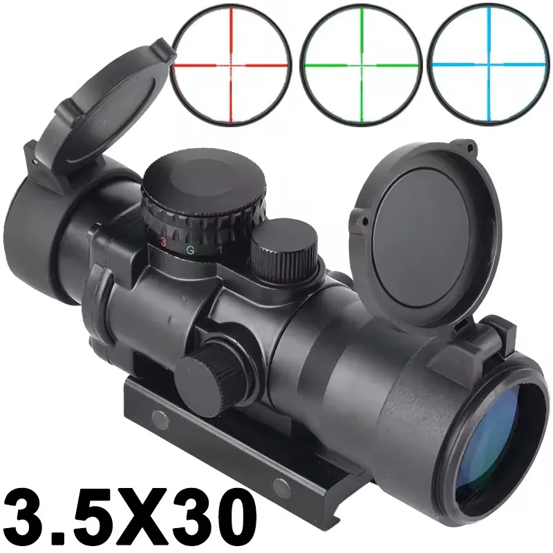 Foreseen Trustworthy Hunting Optical TEF 3.5x30 Sight Compact Scope Red Green Blue Reticle Sight With Flip-up Cover