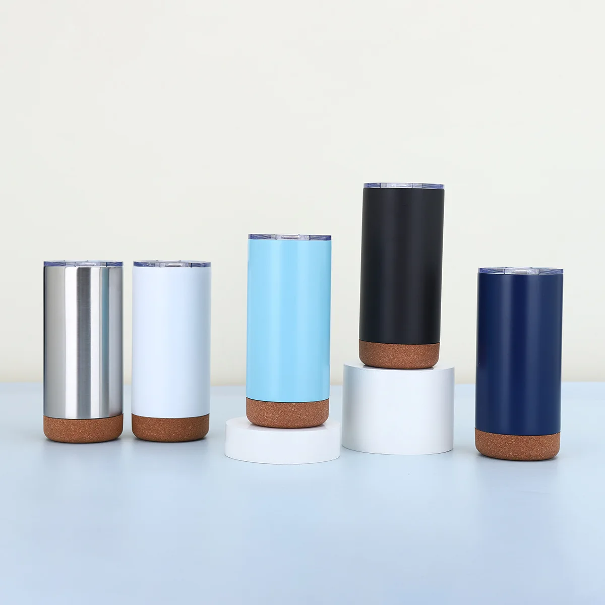 Coffee Cups 16oz Reusable Sustainable Tumbler Wooden Stainless Steel Double  Wall Insulated Cork Bottom Travel Mug With Handle