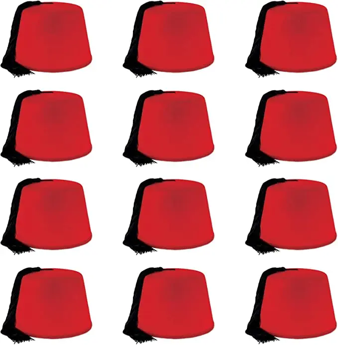 Felt Red Fez Hat Gold Tassel Shriner Turkish Casablanca Moroccan Hat Adult Costume Customize Wholesale