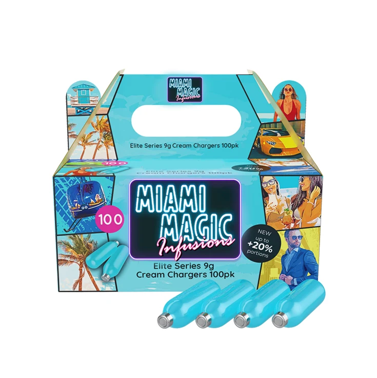 Reliable Price of Unbeatable Quality 9gX100 Pack Miami Magic Infusion Whipped Cream Charger Available for Bulk Buyers