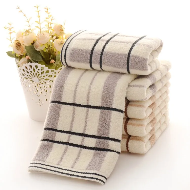 High Quality 100% Cotton Microfiber Soft Face Towels Absorbent Bath Home Beach Jacquard Stripes Wholesale Bathroom