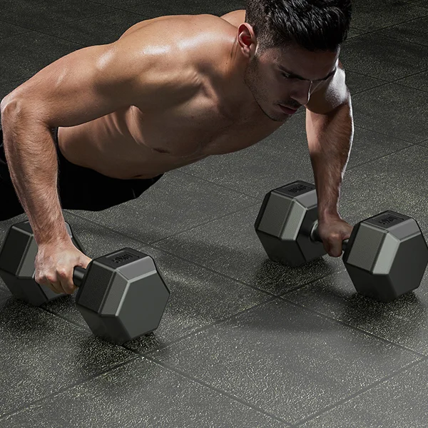 Gym equipment rubber hex dumbells weights set 20kg 50kg hex rubber dumbbells