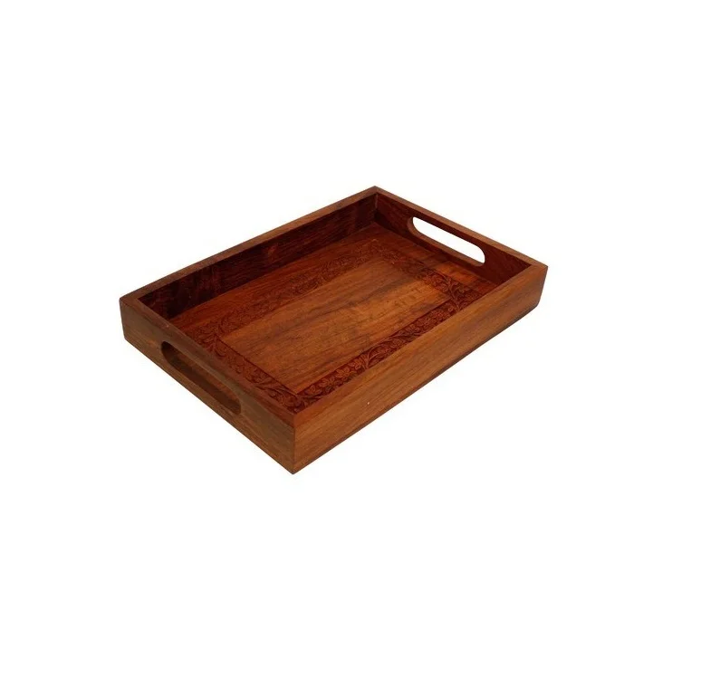 High Quality Serving Tray Wooden Customized Bread Fruit Salad Vegetable Serving Tray Use Home Hotel Restaurant and Office