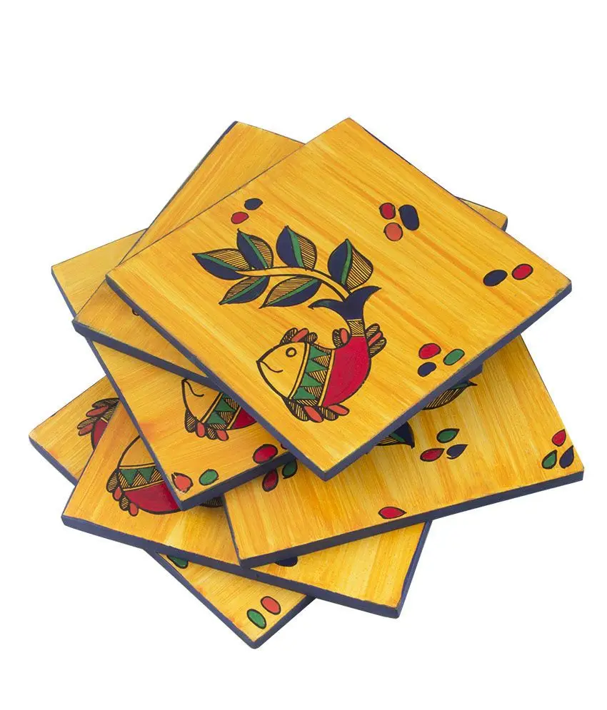 100% natural wood bamboo Handmade cup mat And Sticker And Low Price