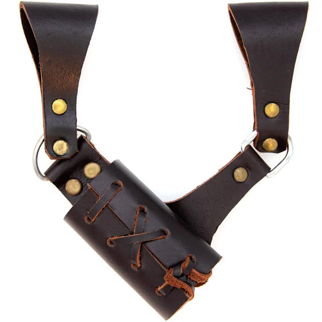 Premium Genuine Cow Leather Right Handed Renaissance Medieval Leather Sword Frog in Dark Brown Color Leather Sword Holder