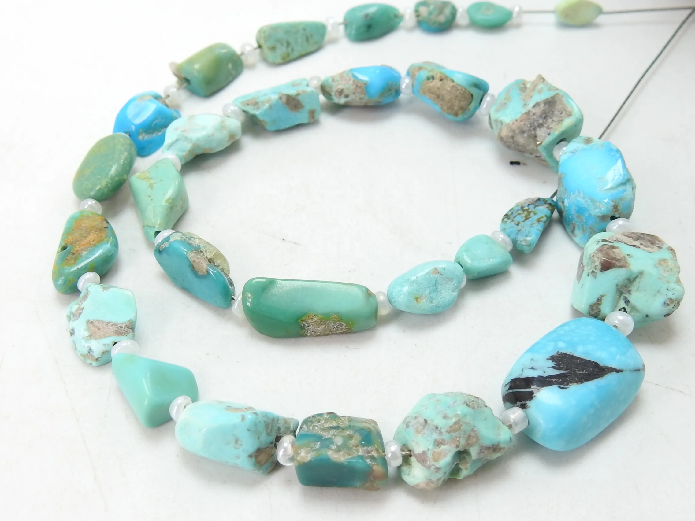 Arizona Turquoise Natural Polished Rough Tumble Bead