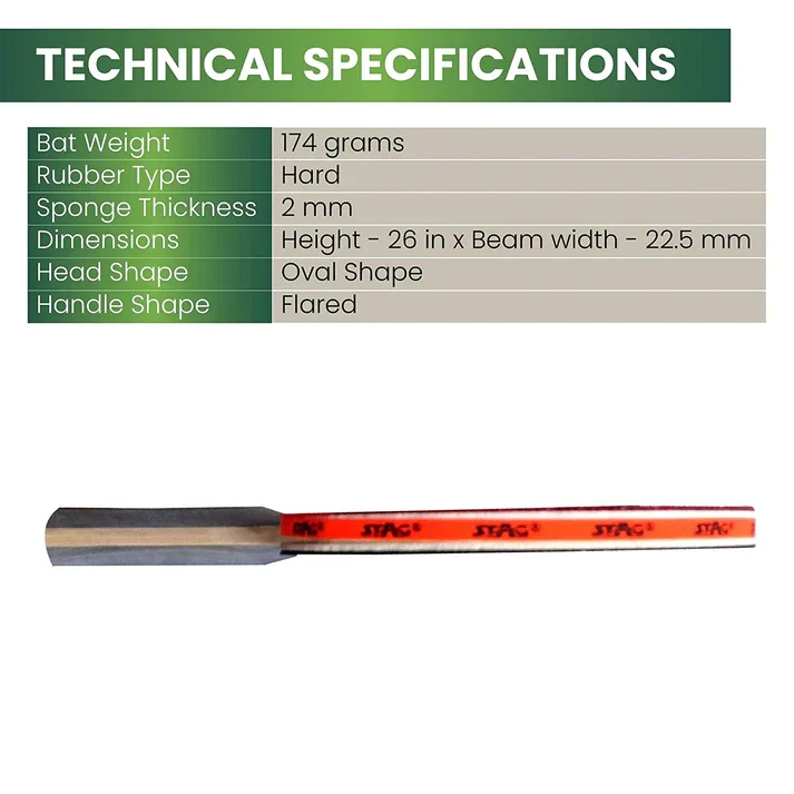 Stag Power Drive Plus Table Tennis Racket | ITTF Approve Rubber | Best for Intermediate, Advance Play