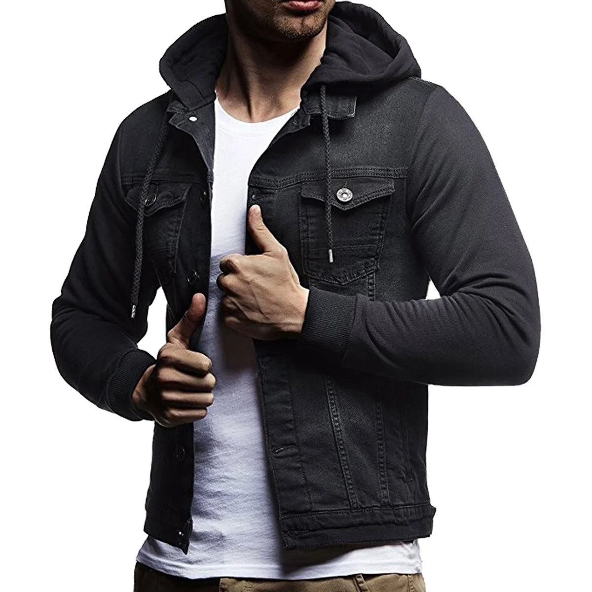 Wholesale Custom Logo new Fashion Men Jackets Men Black Jean Jacket/canvas jacket for mens