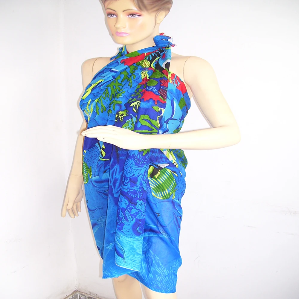New Arrival Sarong Pareo Wholesale Custom Indian Manufacturer Beachwear Cover up Sarong Sea Printed poly cotton printed sarong
