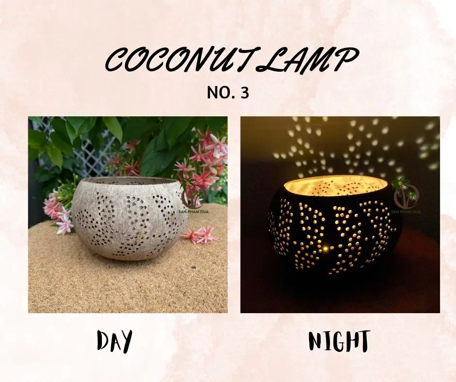 HANDICRAFT LAMP COCONUT SHELL LANTERN NATURAL CRAFT HANDMADE COCONUT SHELL LAMP GARDENING HOME DECORATION