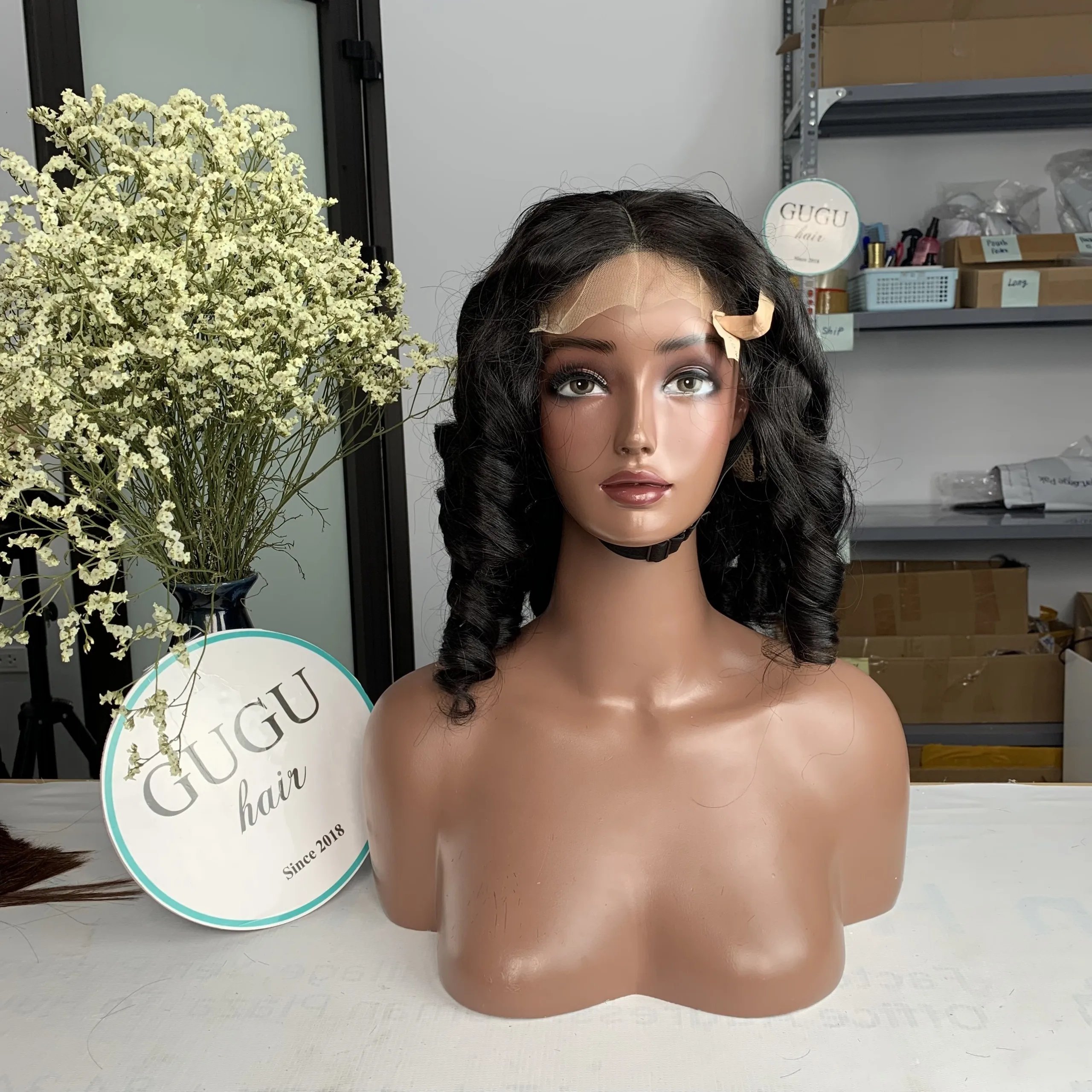 Hot Selling SDD 5x5 Lace Front Wigs 12A Raw Cuticle Aligned Vietnamese Hair Vendors Egg Curly Bouncy Human Hair Wigs