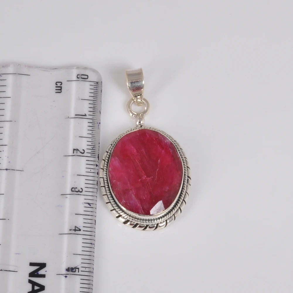 925 Sterling Silver Ruby Oval Gemstone Pendants Silver Jewelry For Women 925 Pendants Sterling Silver 925 Ruby Gemstone Pendant
