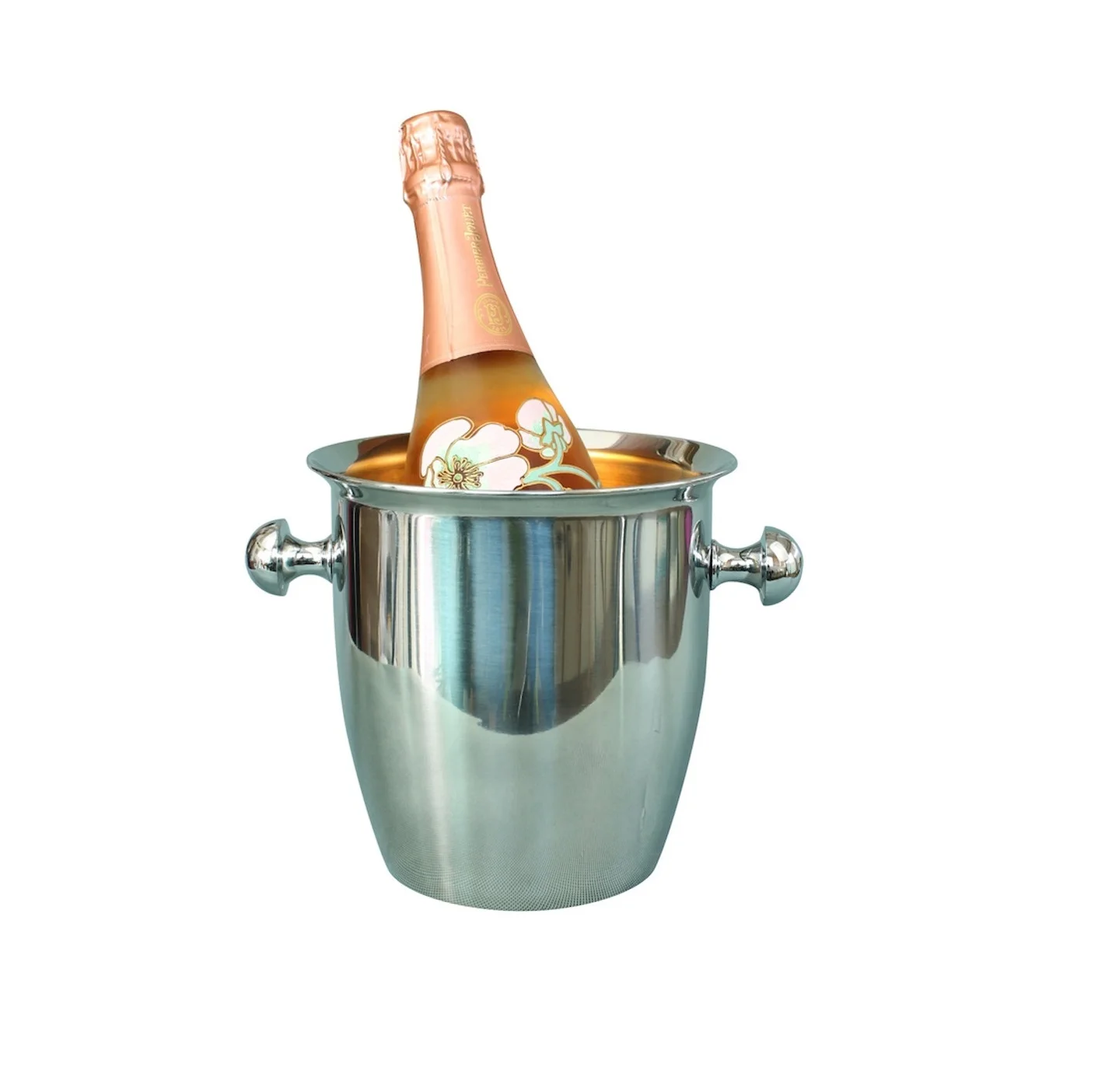 Highly Polished Double Wall Wine Bottle Chiller Champagne Ice Buckets Metal Wine Bottle Holder Champagne Coolers & Wine Chillers