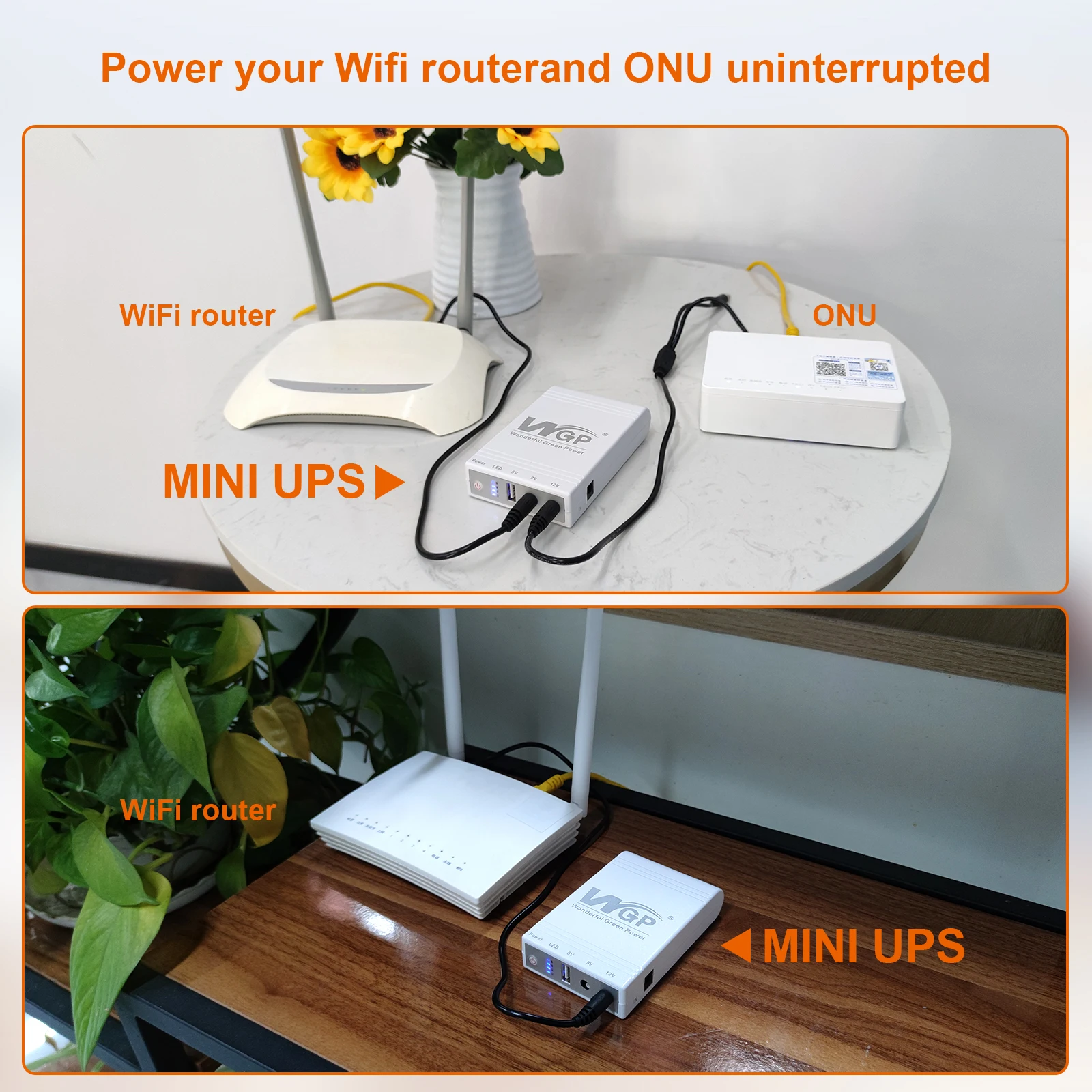 WGP MINI UPS fast charging 17600mAh high capacity multiple output mini dc ups for wifi router monitor no break