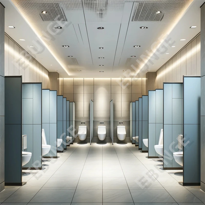 Wood Grain Design Washroom Cubicle Restaurant Bathroom Stalls Modern Aluminum Honeycomb Board Toilet Cubicle Partition