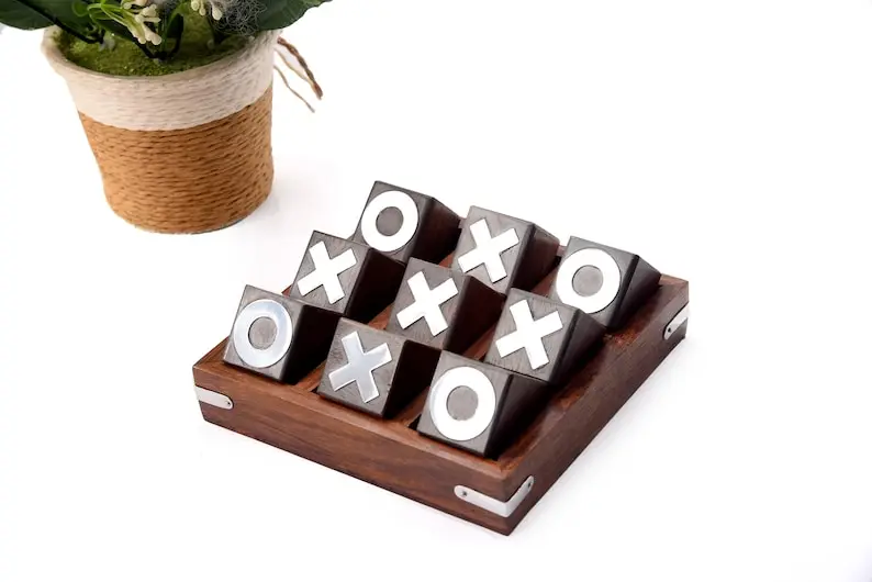 Board Game XO Board Game Family Children Puzzle Game Educational Wooden Tic Tac Toe Toys For Kids