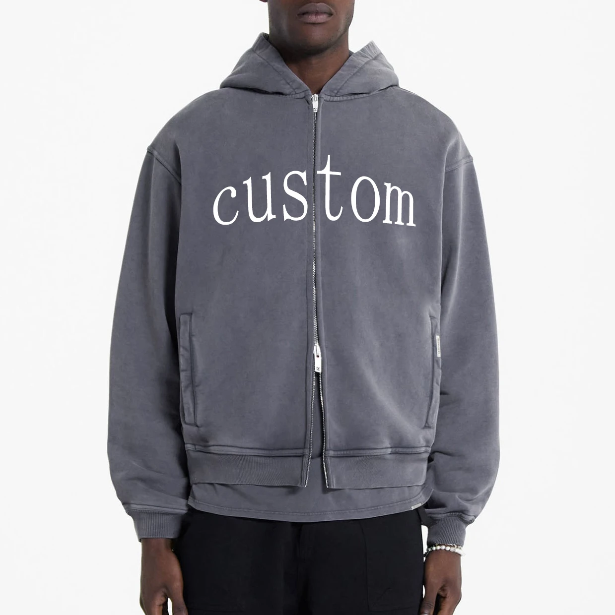 High Quality No String Breathable Stone Acid Washed Hoodies For Mens Boxy 500 GSM Designer Enzyme Wash Hoodie Top