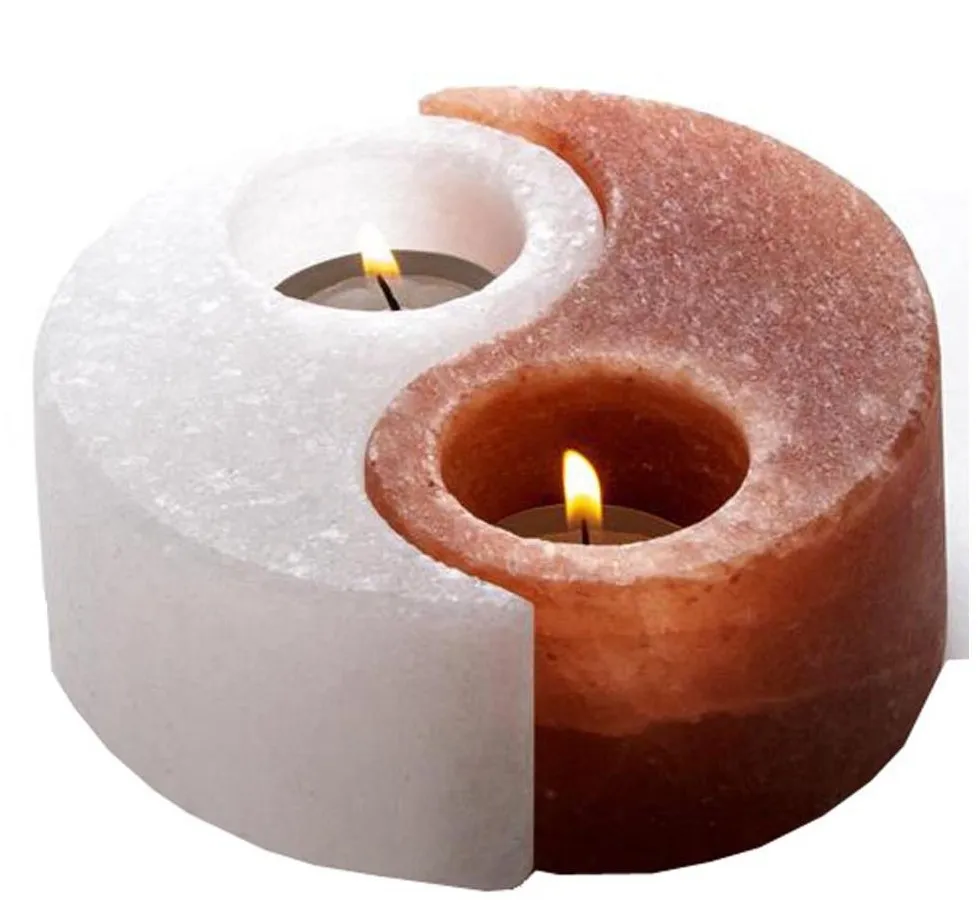 Himalayan Salt Ying Yang Shape Tealight Holders Ying Yang Salt Tealight Holders Ying Yang Himalayan Salt Tealight Candle Holder
