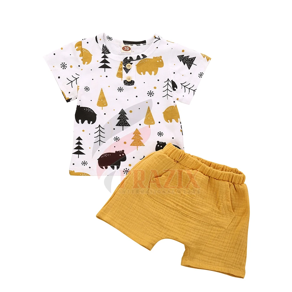 Baby Boy Summer Clothes Short Sleeve Animal Print T-Shirt + Shorts Set 2Pcs