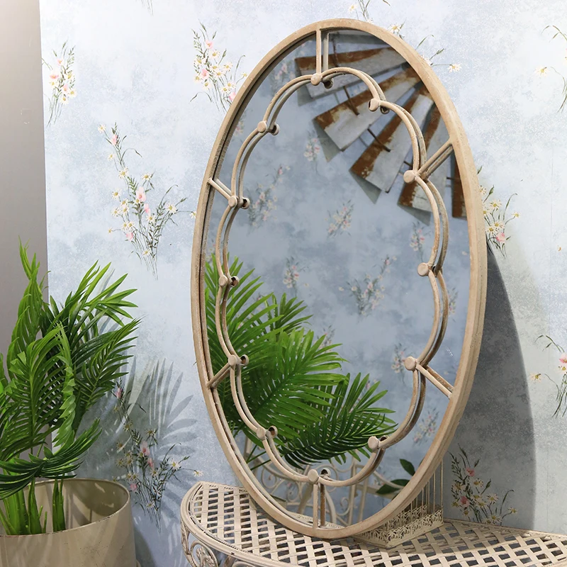 Large Oval Accent Home Decor Decorative Mirror Metal Frame Craft Irregular Oversized Decorated Wall Mirror