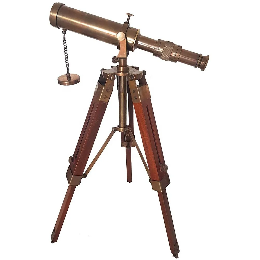 Nautical Brass Working Telescope with Wooden Tripod Double Barrel Spyglass Telescope Vintage Matime Steampunk Present