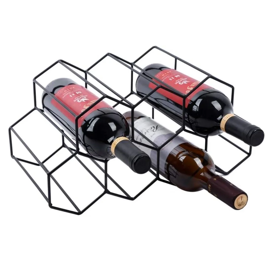 Home Decorative Wine Storage Rack Black & Gold Plated Or Beer Wire Bottle Stand.