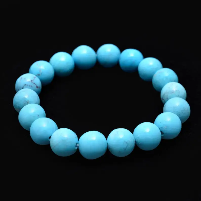 Natural Arizona Turquoise Smooth Round Shape Loose Gemstone Bracelet 10mm Natural Stones Fashion Bracelets Women At Bulk Price