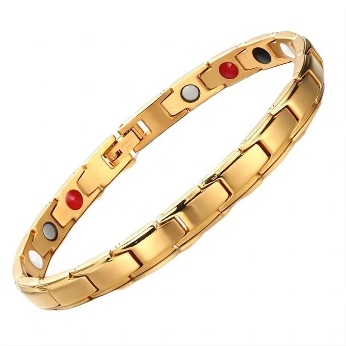 New Silver Magnetic Bracelet men women 4 Elements Balance Energy Power Calm Joy