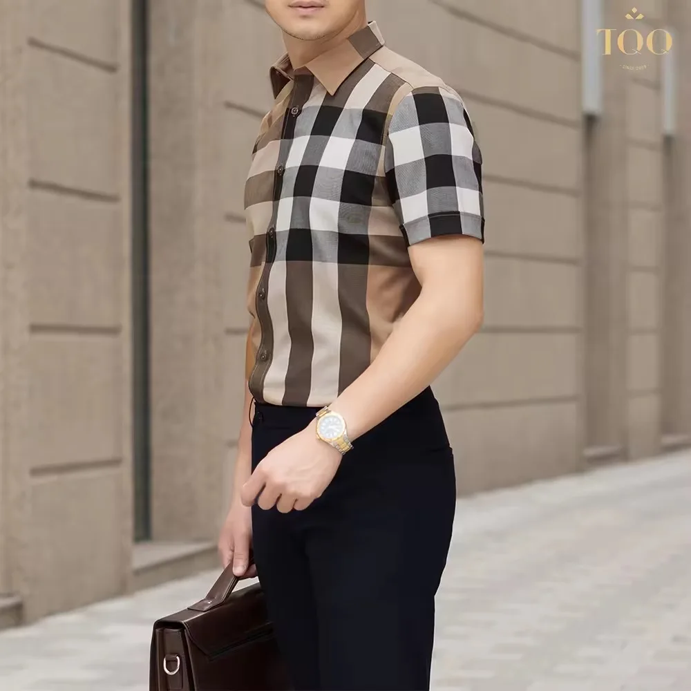 Мужская хлопковая рубашка с длинным рукавом