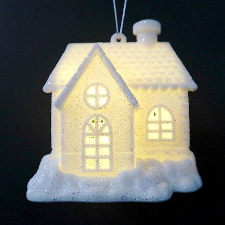Christmas New Year Decoration Imitated Brown Wood Acrylic 3D LED House Ornament