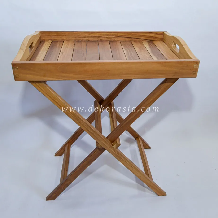 Wooden Tray with Stand, Wooden Furniture for Home Decoration, Bar Decor Table Wood Tray Stand