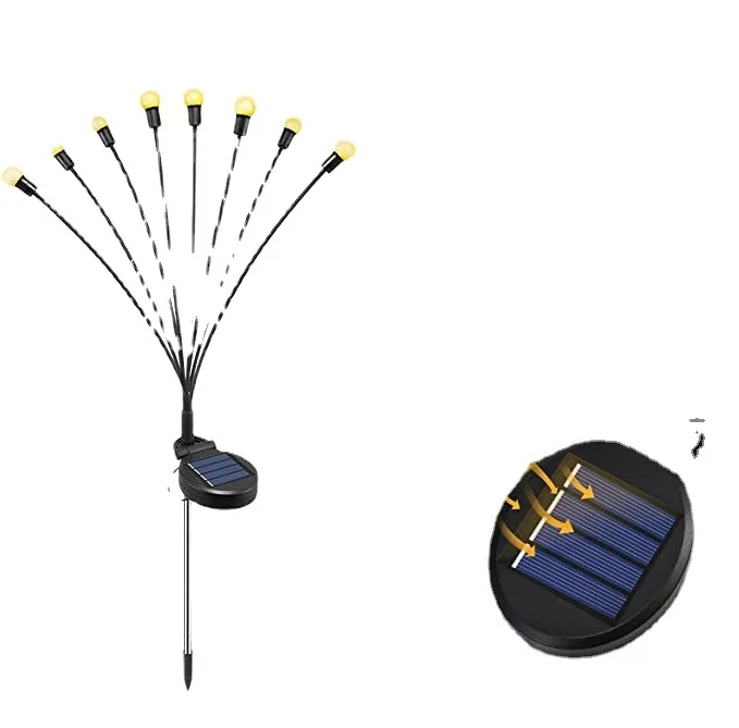 6/8/10 Heads Leds Solar Powered Swaying Firefly Light Waterproof Light Outdoors Garden