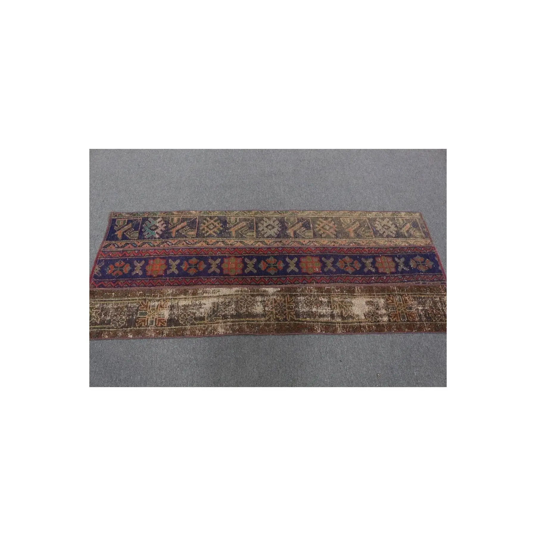 Hand Woven Carpet, 73x175 Cm Turkish Carpet Anatolian Carpet, Blue
