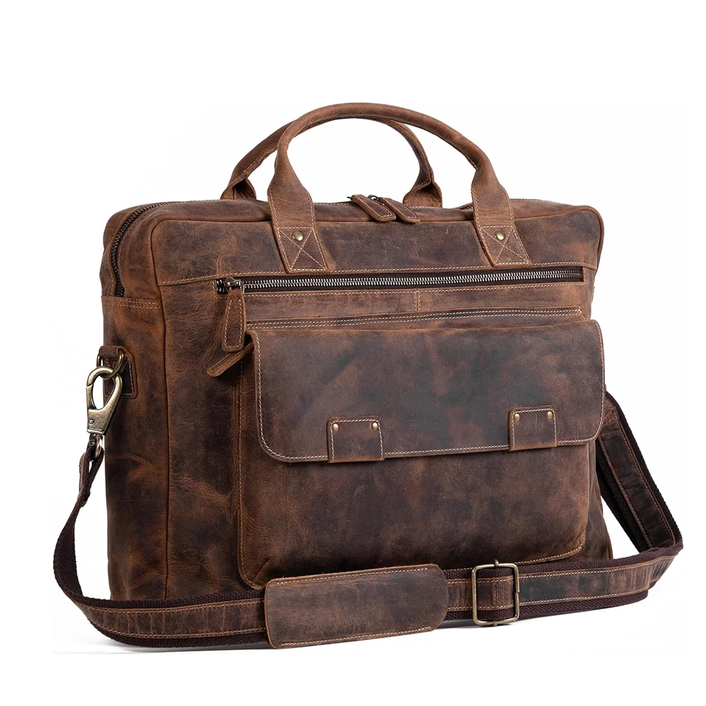 100% Genuine Leather Office Business Briefcase for Men Waterproof PU Laptop Bag Shoulder Strap Fashion Casual Tote Briefcase