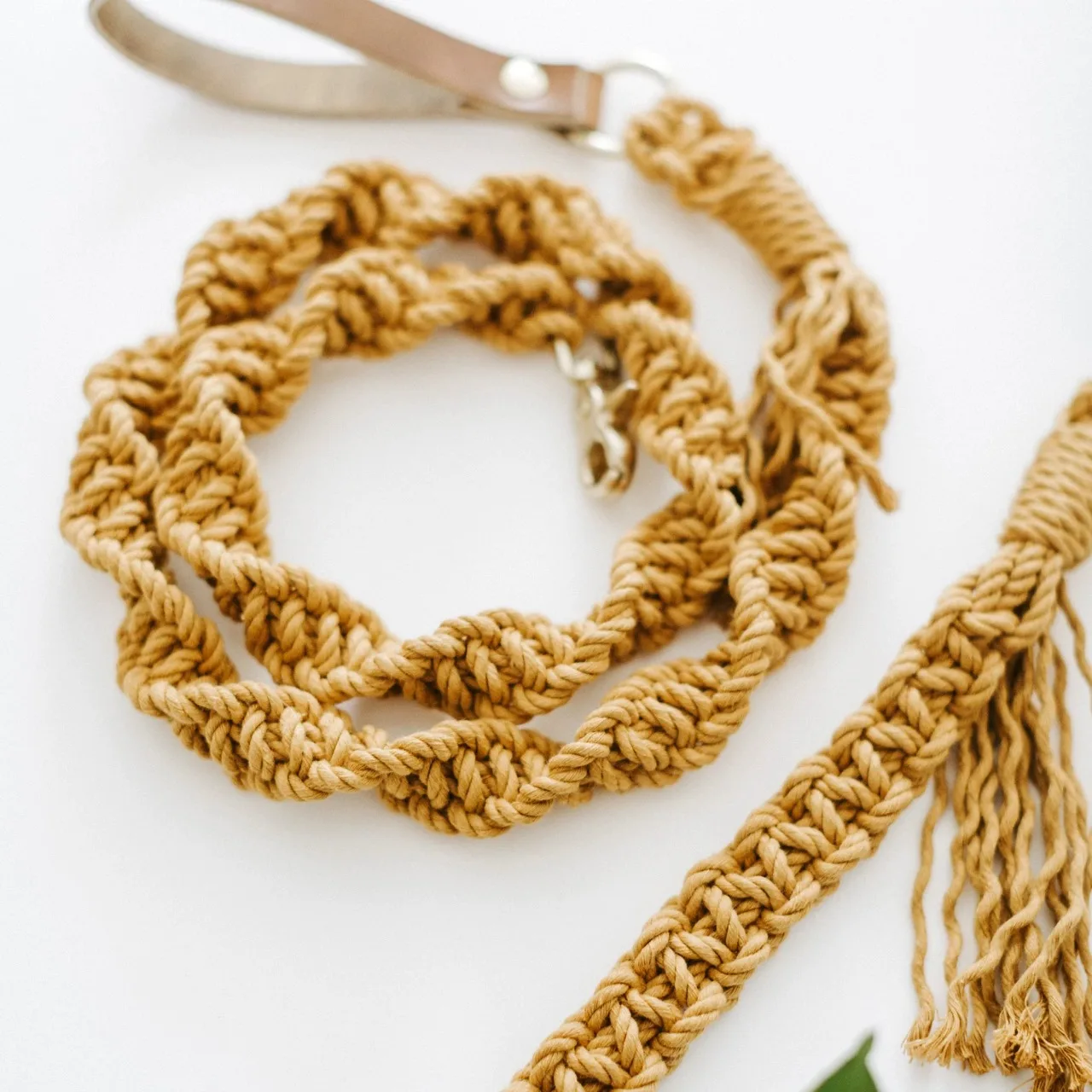 Hand Woven Macrame Dog Leash | Luxury Soft and Durable Strong Braided Rope for Pet Training
