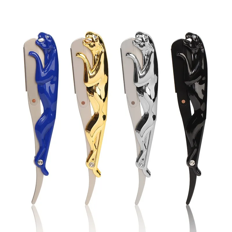 Foldable Straight Edge Barber Razor Blade Handle Folding Knife Shaving Tool Beard Hair Cutting Tool Gift