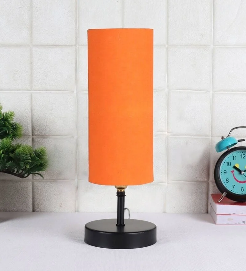 Best Quality Modern Black Color Metal Lamp With Orange Shade .