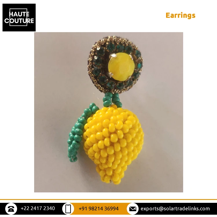 New Luxury Design Girls Jewelry Handmade Lime Shape Stud Earrings Boho Party Wedding Seed Bead Drop Earrings for Women