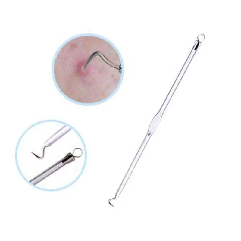 Whitehead Blackhead Removal Tools Stainless Steel Comdone Lancet Needles Set of 4 Pcs Double-Headed Acne Extractor Tool Kit