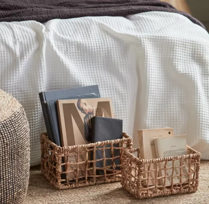 Manufacture Cheap price  Eco friendly water hyacinth woven laundry basket multi functional bathroom house organizer