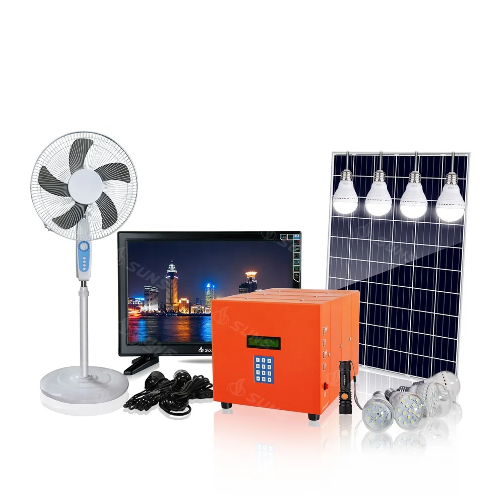 Household Pay as you go solar power system full set 80W solar panel kit built in AGM lead acid for Indoor appliance