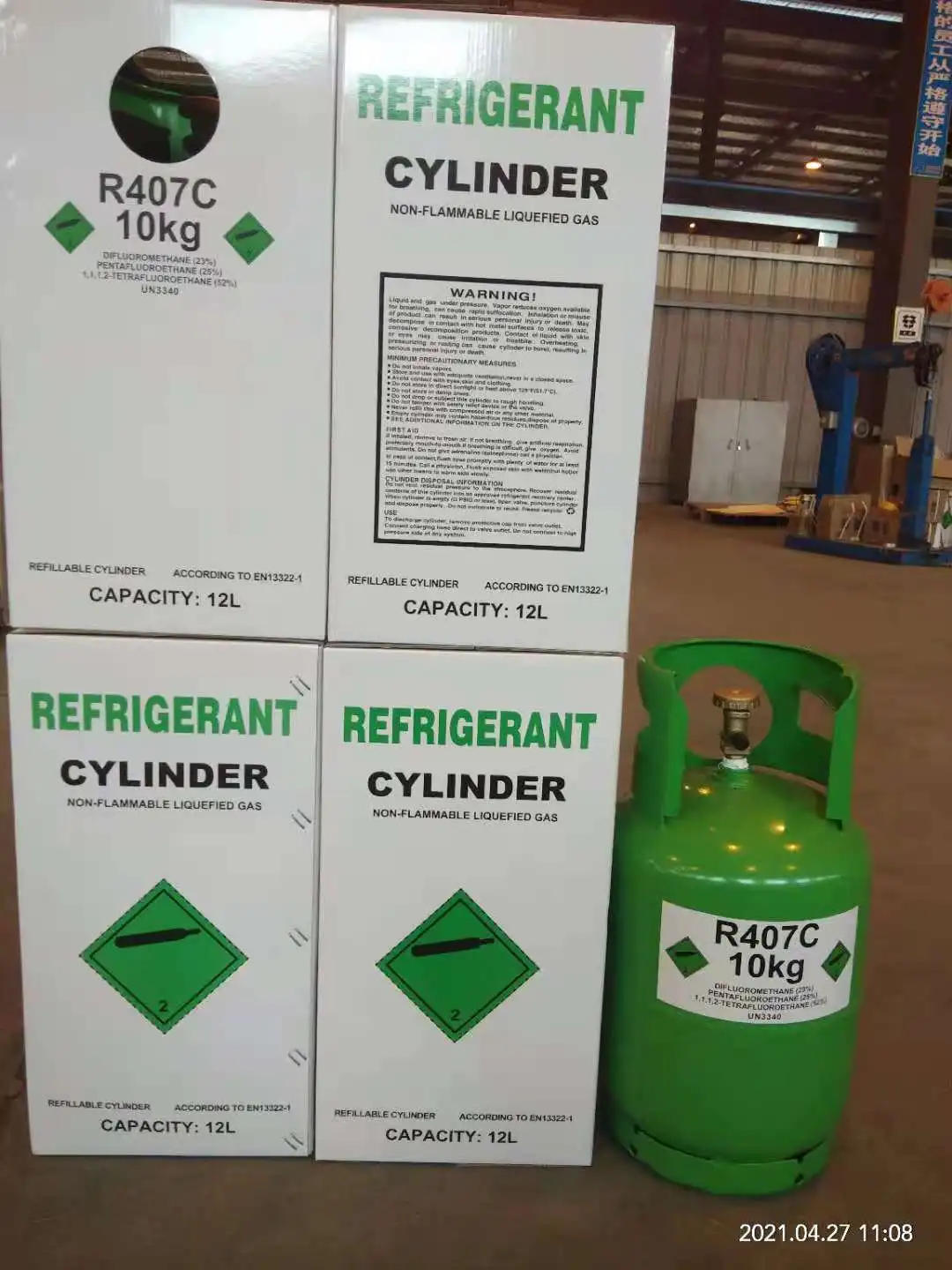 JUFLORON brand R407c 12L CE Reusable cylinders refrigerant gas  with factory price