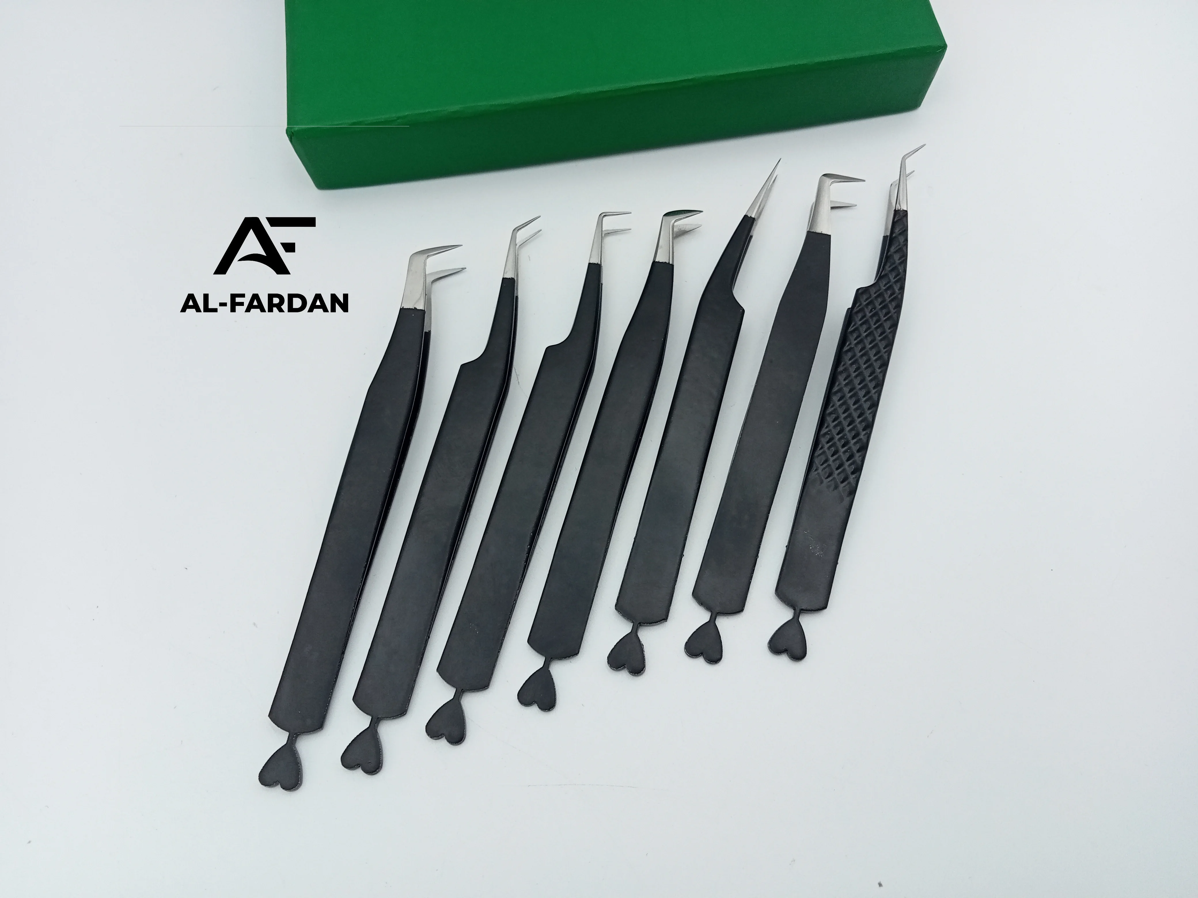 Eyelashes Tweezers With Heart At Bottom Matte Black Color High Quality Smooth Grip Custom Private Logo Lash Extension Tweezers